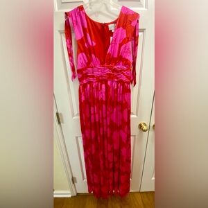 Sugarlips Pink Ruched V-Neck Formal Dress